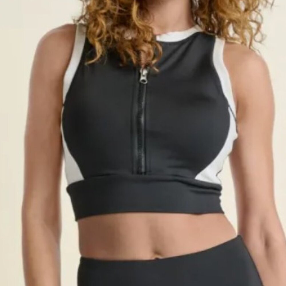Venus Black & White Colorblock Sports Top